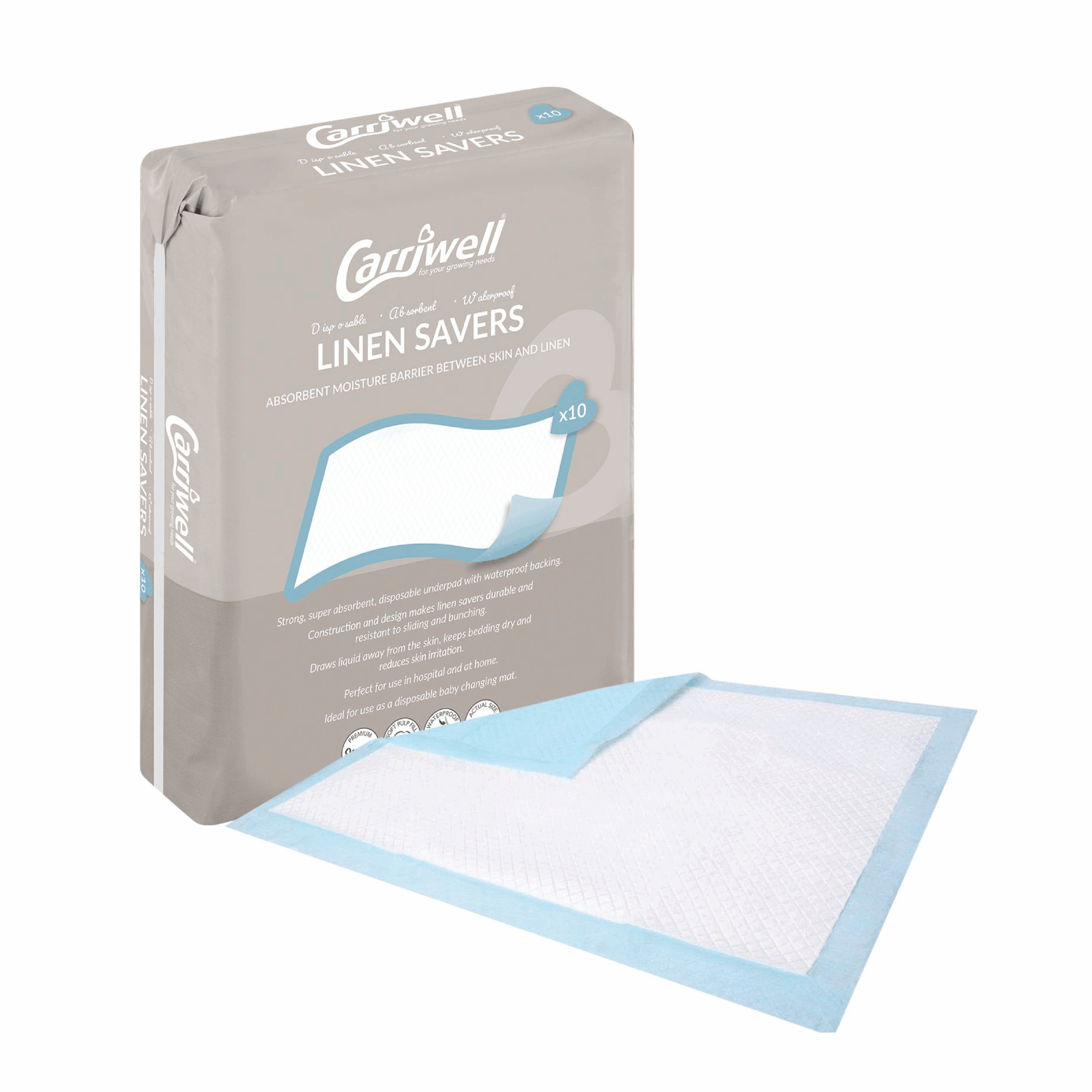 Carriwell Disposable Linen Savers 10 Pack to Keep Bedding Dry and Reduce Skin Irritation