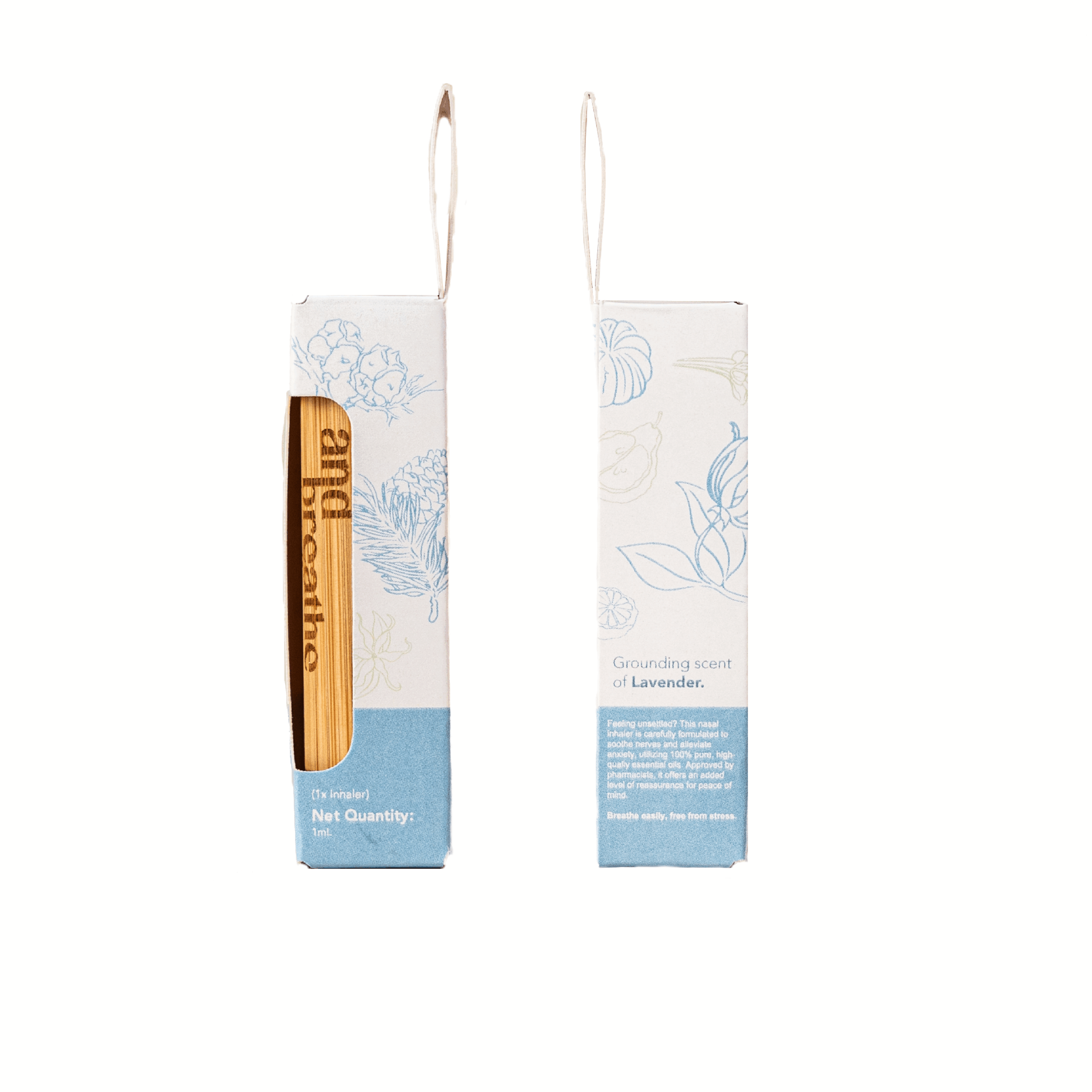 andbreathe Calm inhaler showing front and back packaging